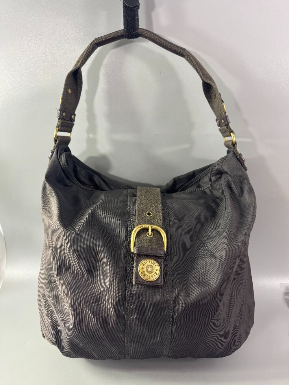 Vintage Kipling Dark Green Nylon Hobo Bag